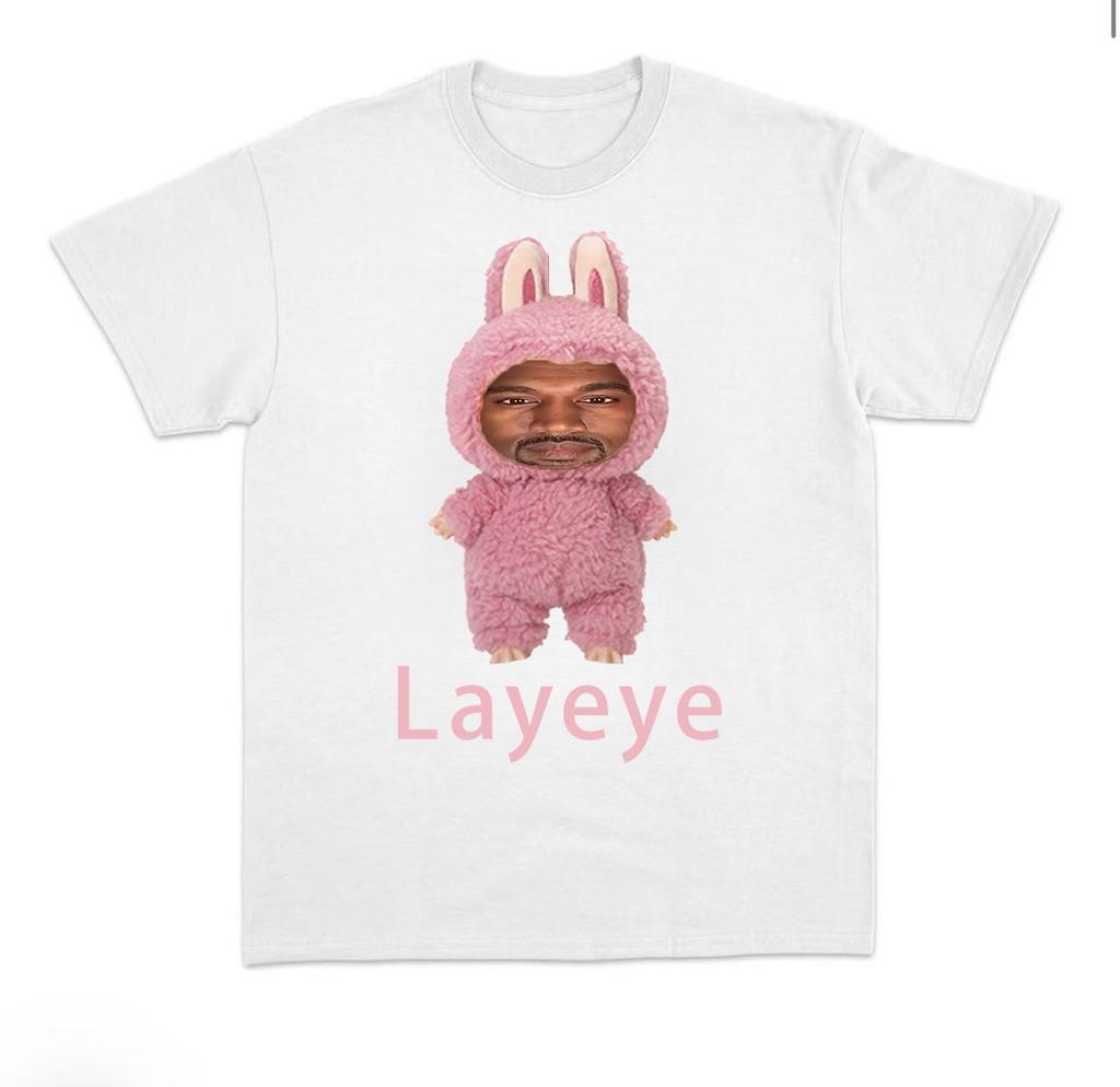 2025 New Spoof Kanye Layeye Tee Creative Short-sleeve Pure Cotton Men's Women's Casual Tee Top Boys Girls Fashion Men's T-shirt