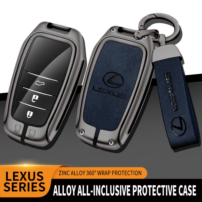 BJYL6 Interior Stickers 2/3/5 Buttons Zinc Alloy Leather Car Key Case Fob Cover Holder Keychain For Lexus LM300H LM Keyless Protection