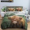 Комплект постельного белья с изображением коров из горной шотландской породы, комплект постельного белья с изображением животных из фермы, комплект постельного белья с изображением дикой природы, 2/3 предмета из полиэстера, пододеяльник