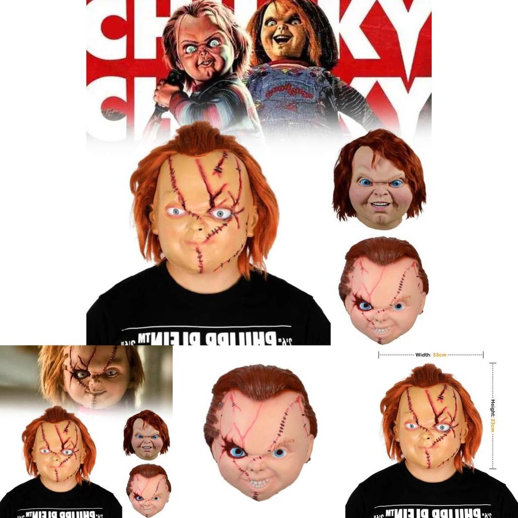 Childs Play Halloween Latex Mask With Blood Effect For Horror Party Cosplay