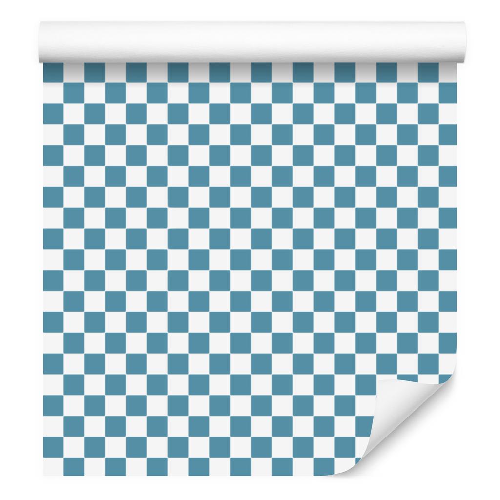 Checkerboard wallpaper turquoise and white, fine detail 50x1000