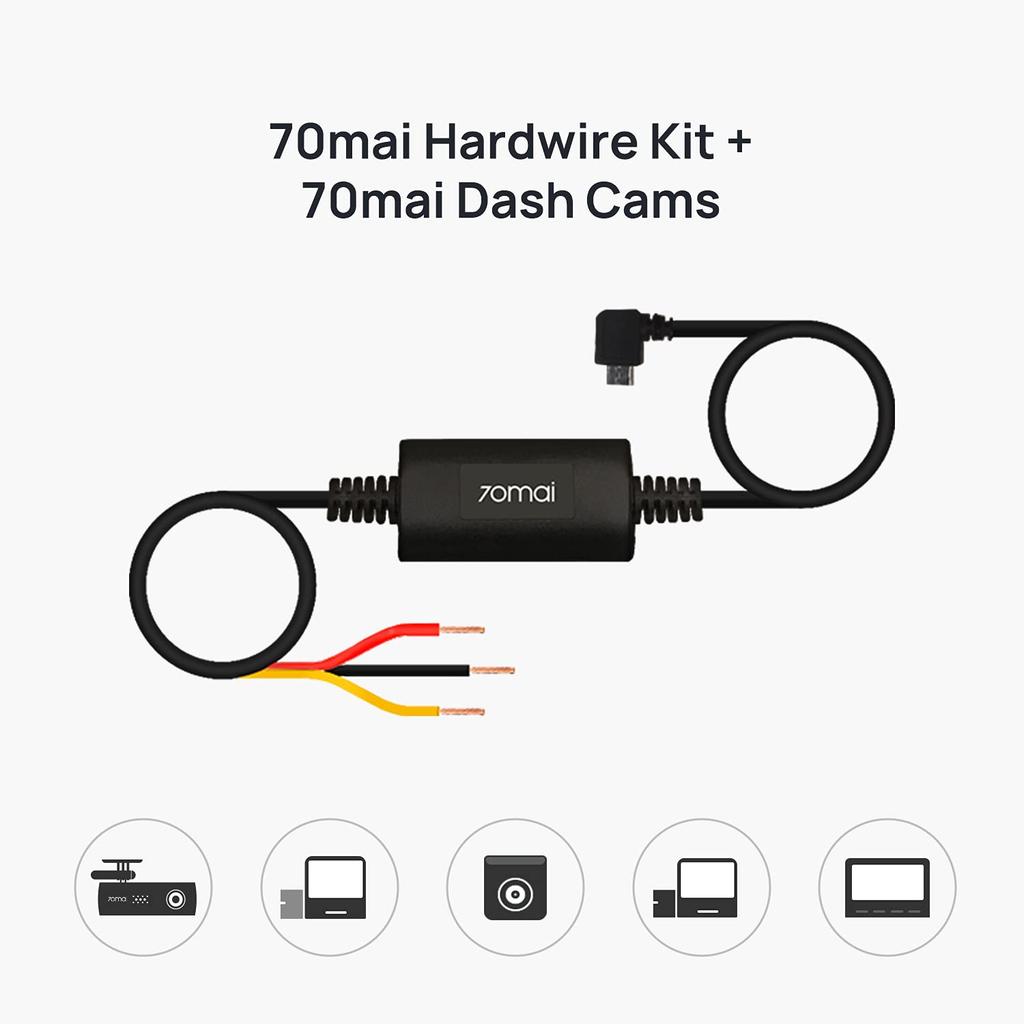 70mai Hardwire Kit UP02 Parking Surveillance Option, Micro USB, Compatible with 70mai Pro Plus+ (A500S-1), M300/1S, Lite2, and A400-1 Dash Cams