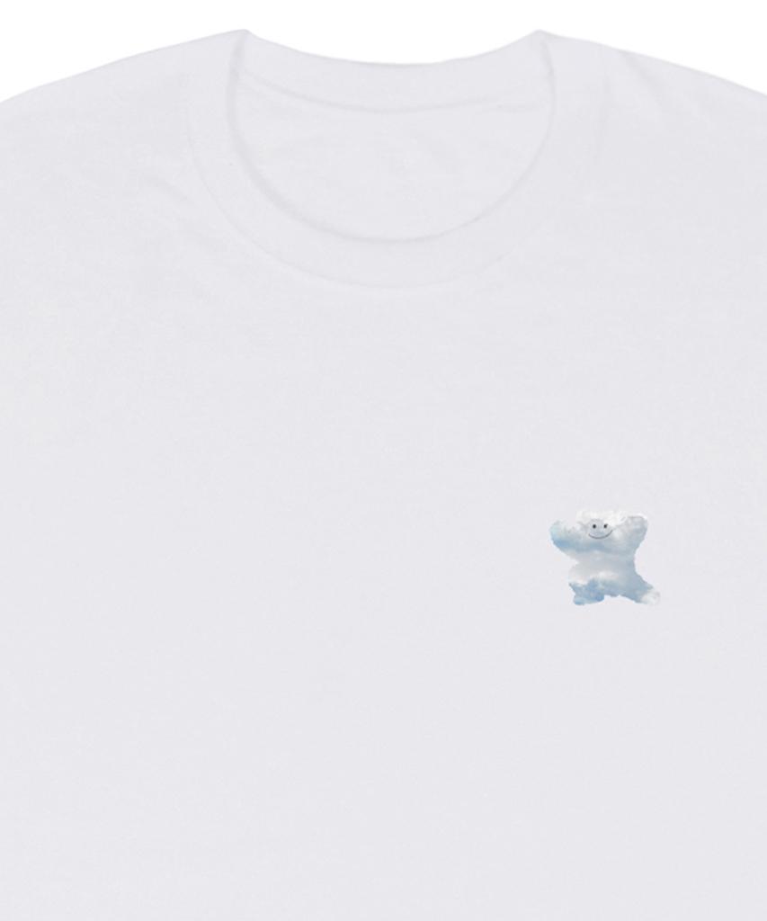 GRAVER [Unisex] Small Cloud Bear Smile Long Sleeve T-Shirt_White
