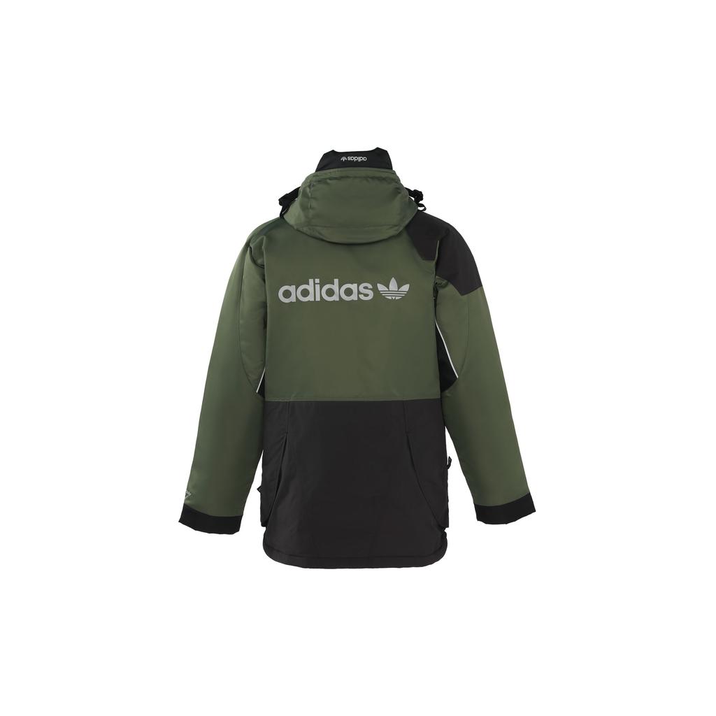 adidas Оригинальная теплая повседневная куртка-пуховик с цветными блоками на молнии для мужчин, верхняя одежда, черный, зеленый GJ6739
