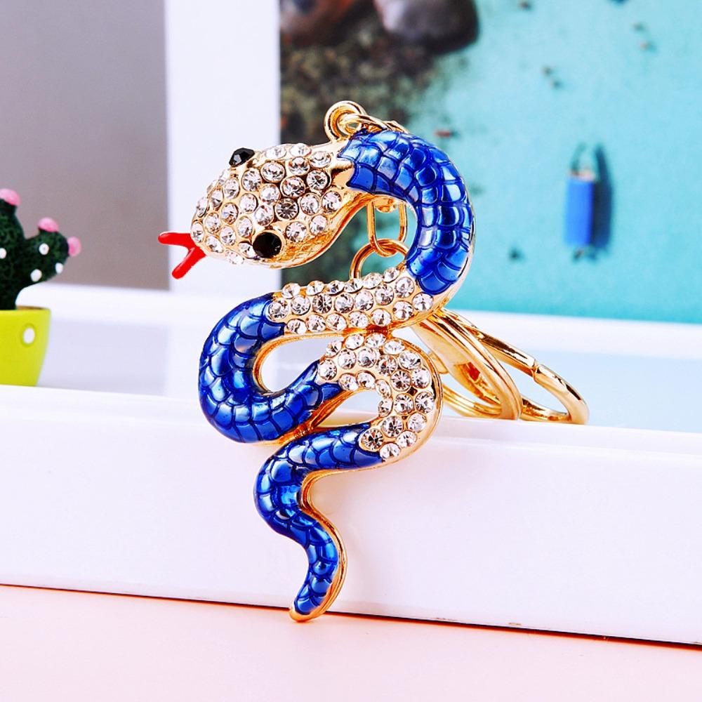 Fortune Rhinestone Snake Keychain Exquisite Women's Bag Pendant Cute Snake Lucky Pendant  Couple