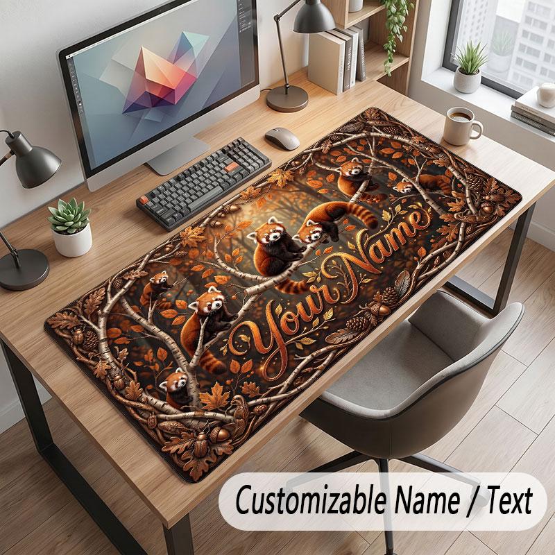 Mushroom Forest Theme Customized Mouse Pad Personalized Print Name Text Desk Mat For Home Office Table Decor