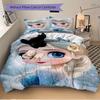 3pcs Elsa Frozen Snowflake Bedding Set, Including 1 Quilt Cover and 2 Pillow Shams, Without Filling, Soft and Comfortable Home Bedroom Fabric, Fa