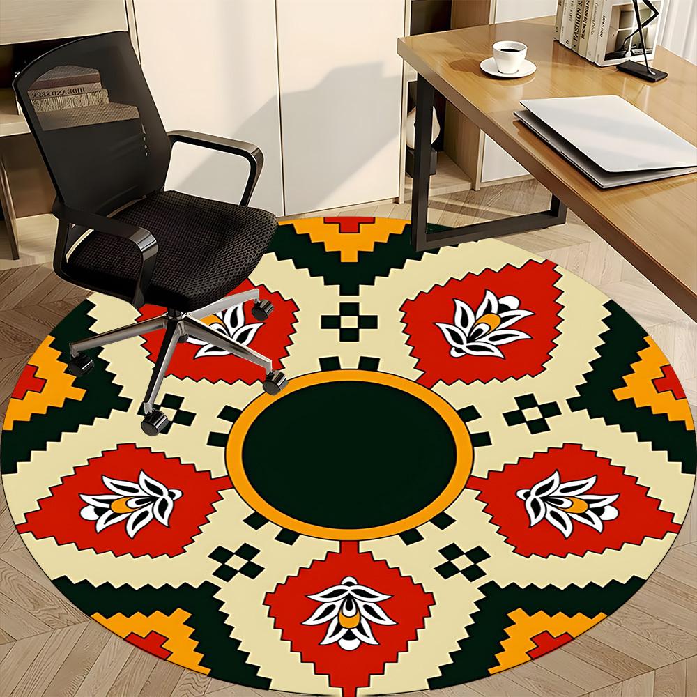 1PC Ethnic Pattern Chair Carpet for Office, Indoor Non-Slip Washable  Carpet, Soft Comfortable Mat For Office Room yy250930122