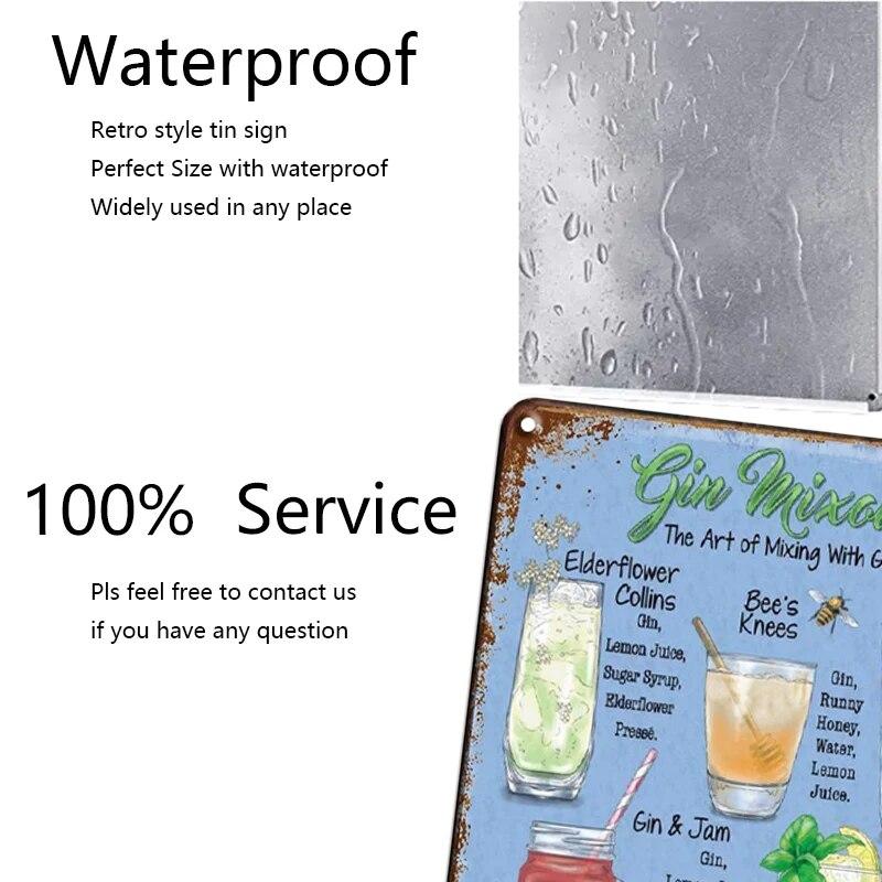 Retro Vintage Cocktail Recipe Tin Signs Metal Vintage Plaque Beer Metal Plate Decorative Plaque For Bar Pub Man Cave Wall Decor