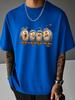 Unisex Summer White Short Sleeve Tee Four Cute Cartoon Birds On Branch Graphic Print Crew Neck Loose Casual Male Daily Tops