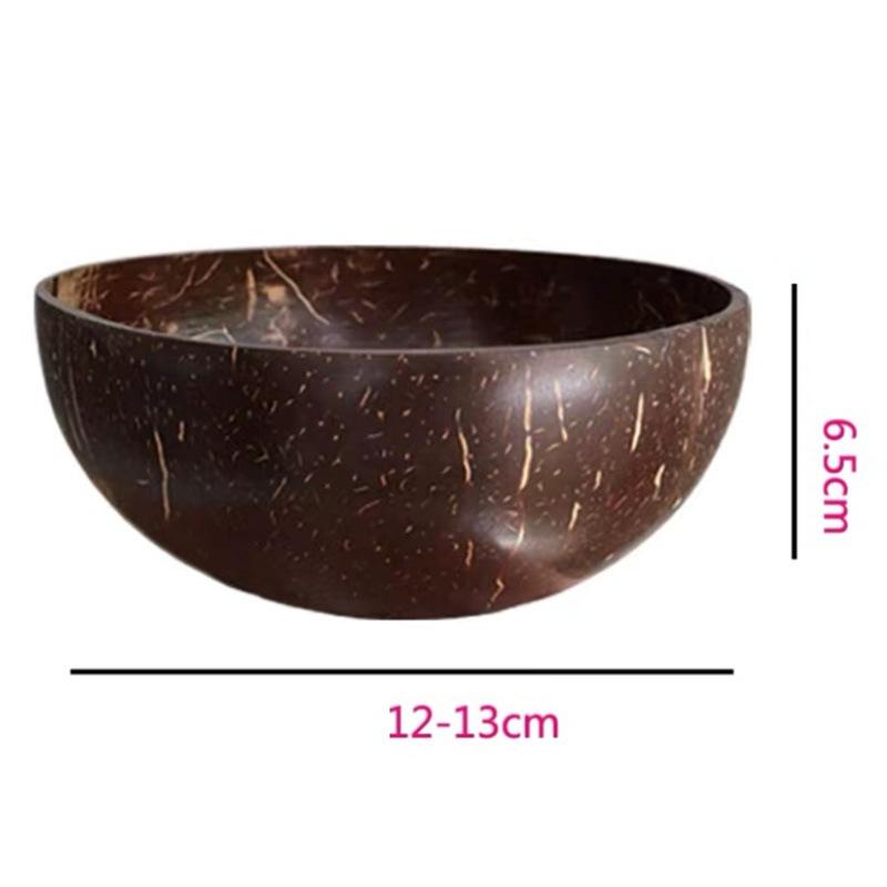 14 см Натуральная кокосовая миска Деревянная салатница Рамен Миска Столовая посуда Ложка Набор Домашняя кухня Декоративная столовая посуда Кокосовые скорлупы Миски
