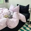 Cream mix and match pure cotton washed cotton four-piece set ins solid color girl heart cotton quilt cover student bed three-piece set