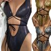 Hollow High Cut Thong Women Monokini One Piece Front Lace-up Bikini Swimsuit for Beach