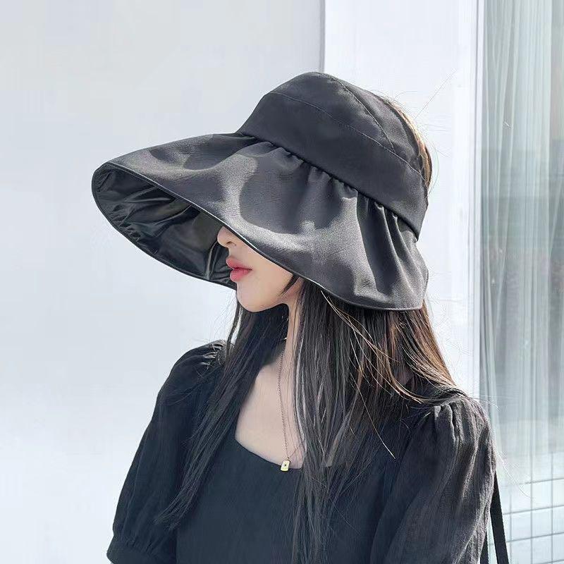 Summer Empty Top Wide Brim Sun Hat For Women Anti Uv Sunscreen Bucket Hat Female Sun Protection Outdoor Beach Cap