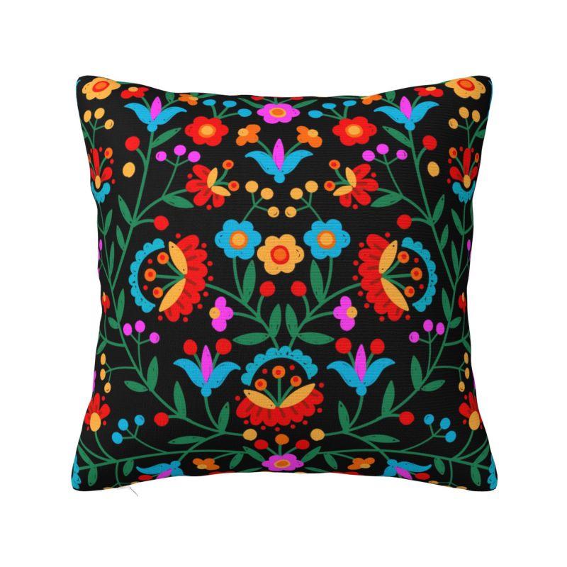 Mexican Flower Patchwork Print Cushion Cover x cm Polyester Velvet Throw Pillow Case For Sofa Decoration Bedding Pillowcase