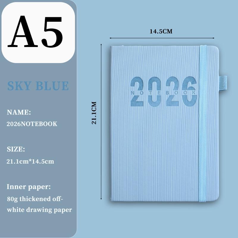 Ежедневник на английском языке на 2026 год с резинкой: Годовой календарь, Еженедельник, 365-дневный блокнот для эффективности