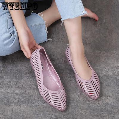 Большие размеры, однотонные повседневные открытые туфли из ПВХ, водонепроницаемые, нескользящие, мягкие, на толстом каблуке, рабочие туфли для женщин