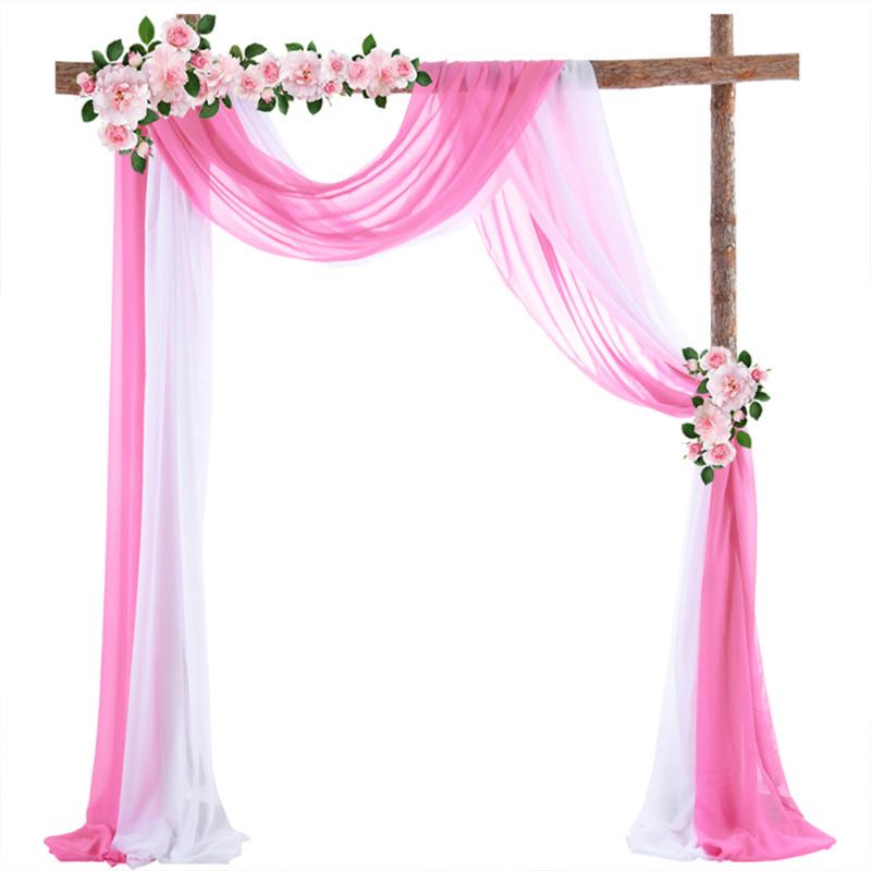 1pc/2pcs 70*550cm Elastic Chiffon Arch Drapery For Wedding Decoration Stage Background Cloth Gauze