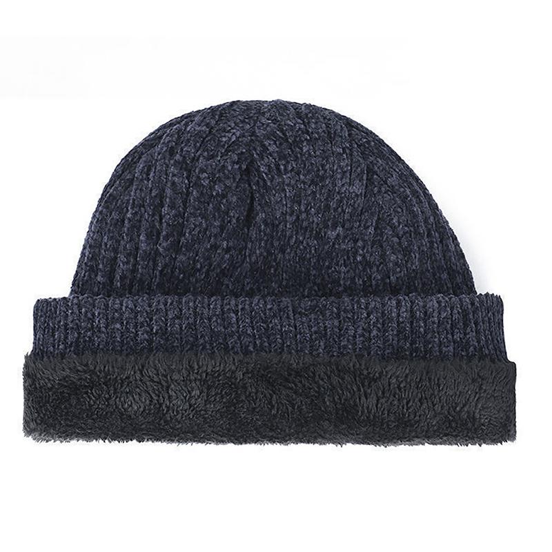 New Unisex Two-Tone Winter Hats Add Fur Lined Men And Women Fashion Warm Beanie Cap Casual Winter Knitted Hats