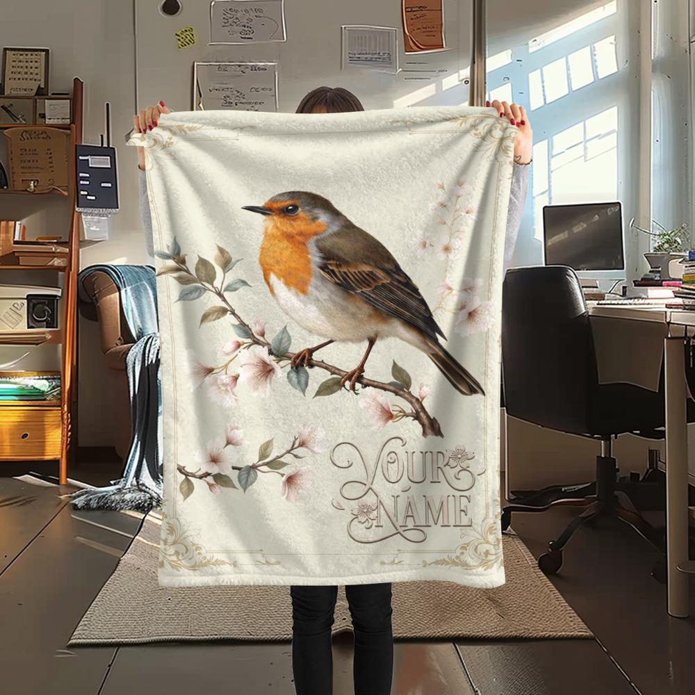 1PC Custom Name Peacock Forest Patterned Flannel Blanket Suitable For All Seasons for Home Decor Warmth and Comfort Gifts Holiday Present_lx