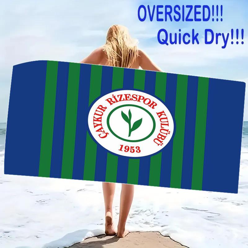 Пляжное полотенце с принтом Caykur Rizespor, Большое, Мягкое, Быстросохнущее, для Пляжа, Кемпинга, Плавания