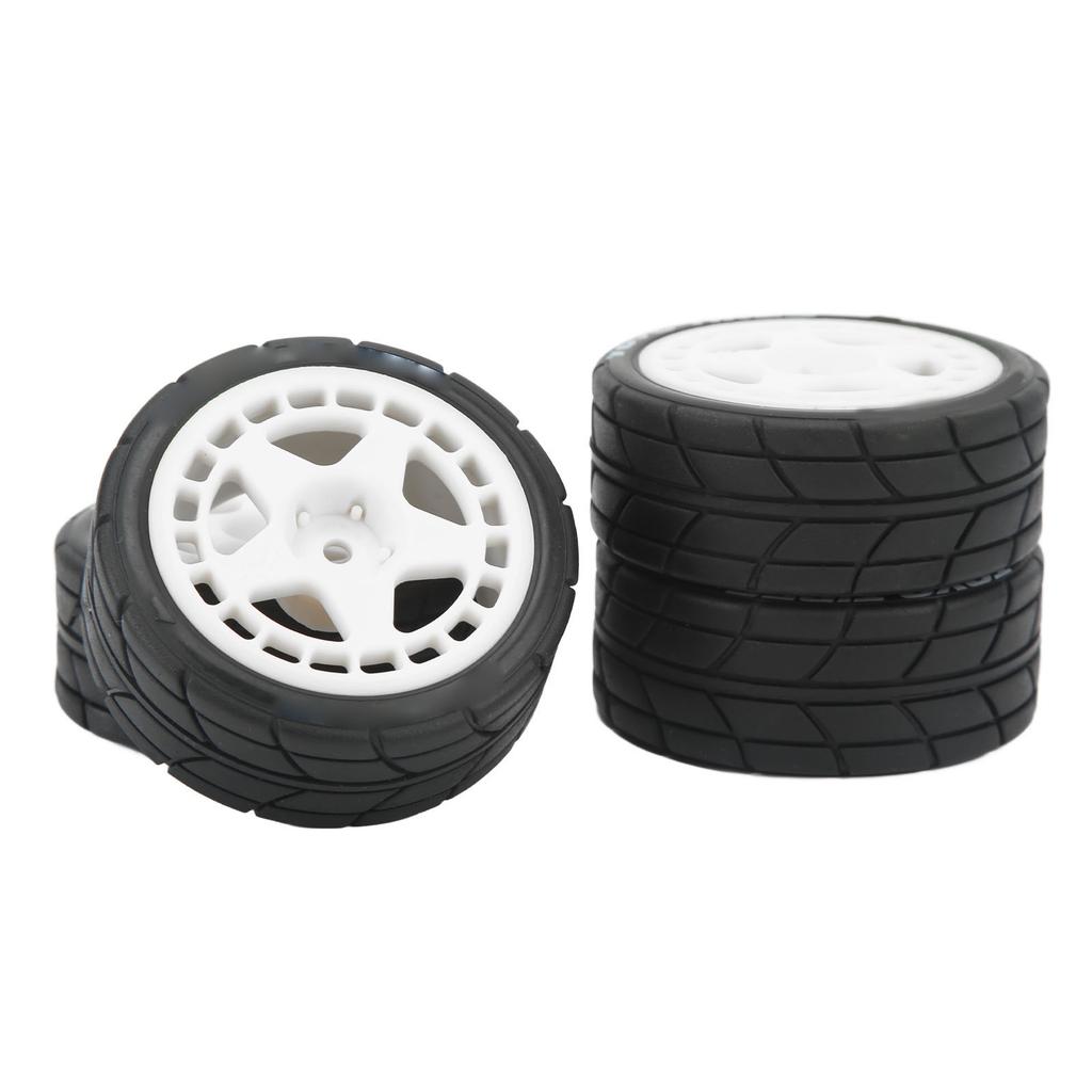 4PCS 1 10 RC Wheel Tires with Hub Fin Plastics Rubber RC Flat Wheel for Car Upgrade Parts White