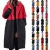 Women's Long Color Blocking Fashionable Winter Loose Flip Collar Plush Jacket