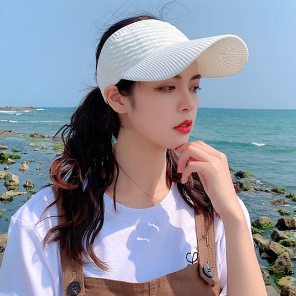 Женская эластичная бейсболка с широкими полями, солнцезащитная шляпа, шляпа с открытым верхом, спортивные козырьки