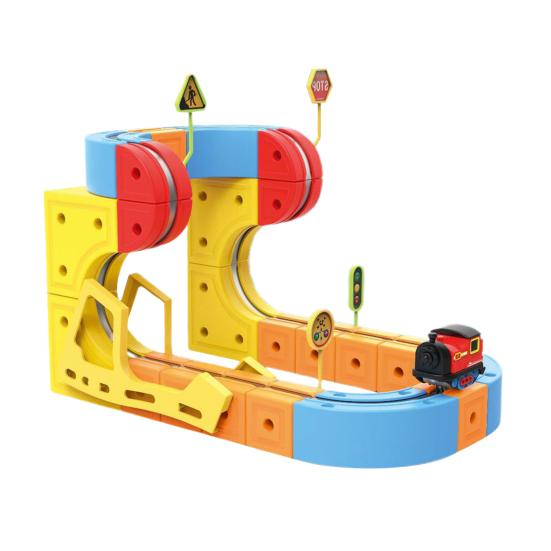 66/84Pcs/Set Magnetic Train Track Set DIY Race Car Cube Rail Building Kit Toddlers Boys Girls Gravity-Defying