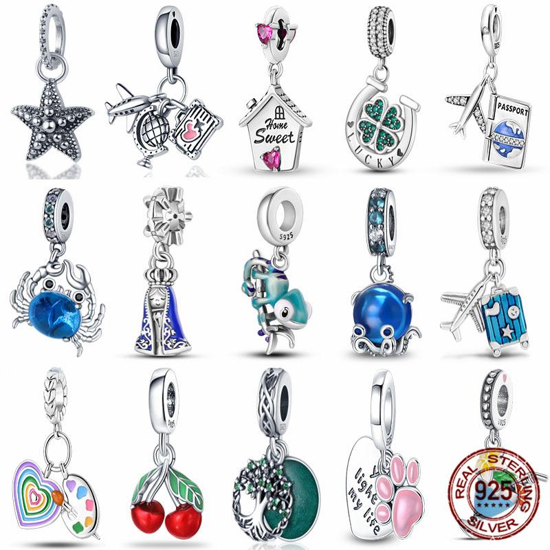 Charms Fit Diy Original Bracelet Real S925 Sterling Silver Beads Luminou Pendants Firefly Ocean Series Dangle Fine Jewelry