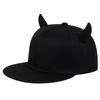 Men's Snapback Adjustable Baseball Cap Hip Hop Hat Black Bull Horn Decoration Caps Flat Top Trucker Hats