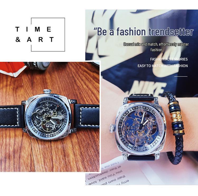 Fenshi FENSIR 8837 Мужские автоматические механические часы - Полый дизайн, Водонепроницаемые, Повседневный ремешок.