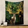Majestic Deer with Glowing Antlers Patterned tapestry home decor, suitable for bedroom and living room, gift