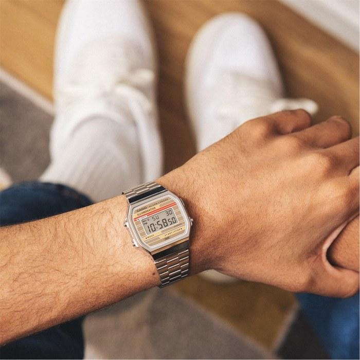 Женские цифровые кварцевые часы Casio со стальным ремешком A168WEHA-9AEF, Серебристые, 38,6 мм