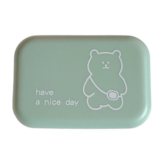 Cute Contact Lens Case Portable Portable Double Box with Tools Bear Print Lens Holder Easy to Carry Spill-proof Lens Storage for Daily Use Travel