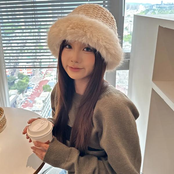 WTEMPO Autumn Winter Furry Plush Windproof Bucket Hats Warm Cold-proof Winter Ear Protection Thickened Cold-proof Fisherman Hats