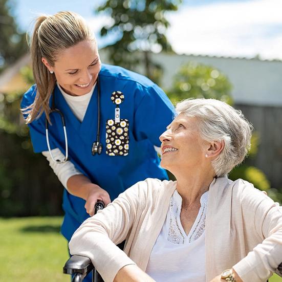 Держатель удостоверения личности с ремешком в виде подсолнуха, эластичный стильный скрытый многофункциональный держатель для бейджей для инвалидов