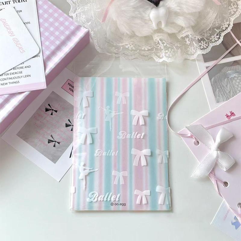 50 шт. Ins Ballet Style Photocard Protector Kpop Bowknot Print Самоклеящиеся пакеты Opp для карточек Подарочная упаковка Самозапечатывающийся пакет