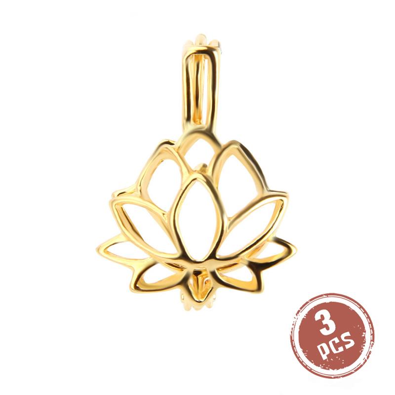 CLUCI 3pcs 925 Sterling Silver Pendant Lotus Flower Pearl Locket Silver 925 Lotus Flower Charm Pendant for Women Jewelry SC011SB