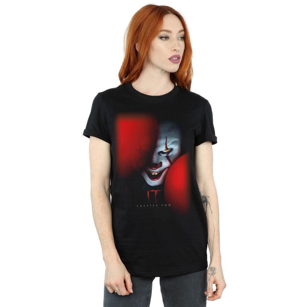 It Chapter 2 Womens/Ladies Pennywise Behind The Balloons Cotton Boyfriend T-Shirt