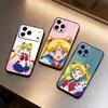 Мультяшный чехол K-Sailor Moon для iPhone 17 16 15 14 13 12 Max Plus Силиконовый Черный Чехол