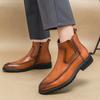 Модные мужские классические кожаные ботинки челси в стиле ретро, мужские модные повседневные короткие ботинки в британском стиле с толстой подошвой и высоким берцем