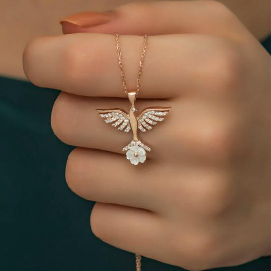 Sterling Silver Magnolia Flower Pigeon Necklace