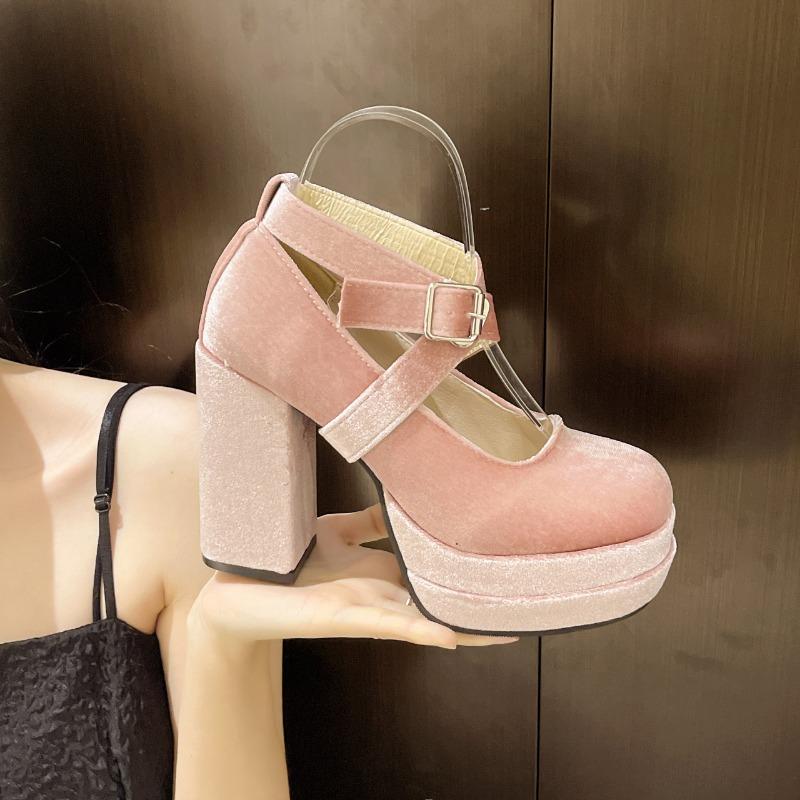 Модные женские туфли на высоком каблуке, дизайнерские туфли Мэри Джейн на толстой подошве, женские туфли-лодочки с перекрестными ремешками и двухслойной платформой, женские туфли AJGS