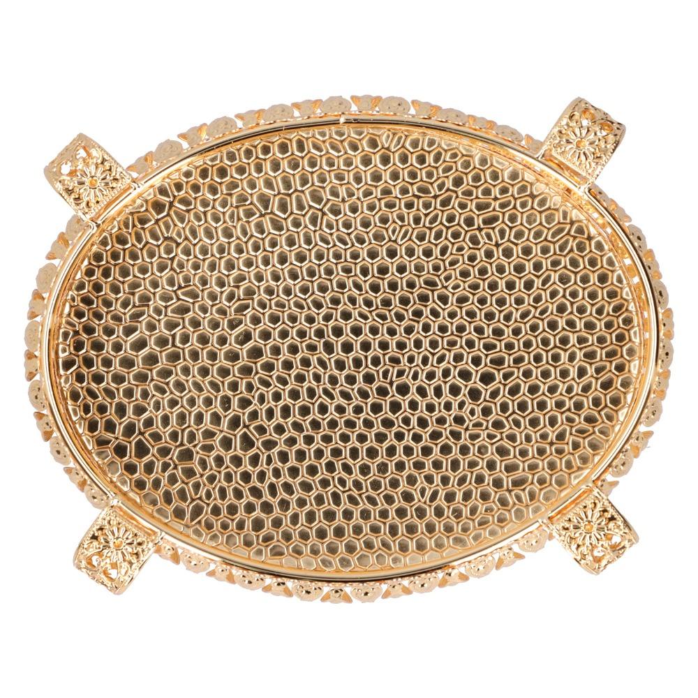 Oval Fruit Serving Tray Gold Decorative Food Platter Dessert Display Plate Party Decoration