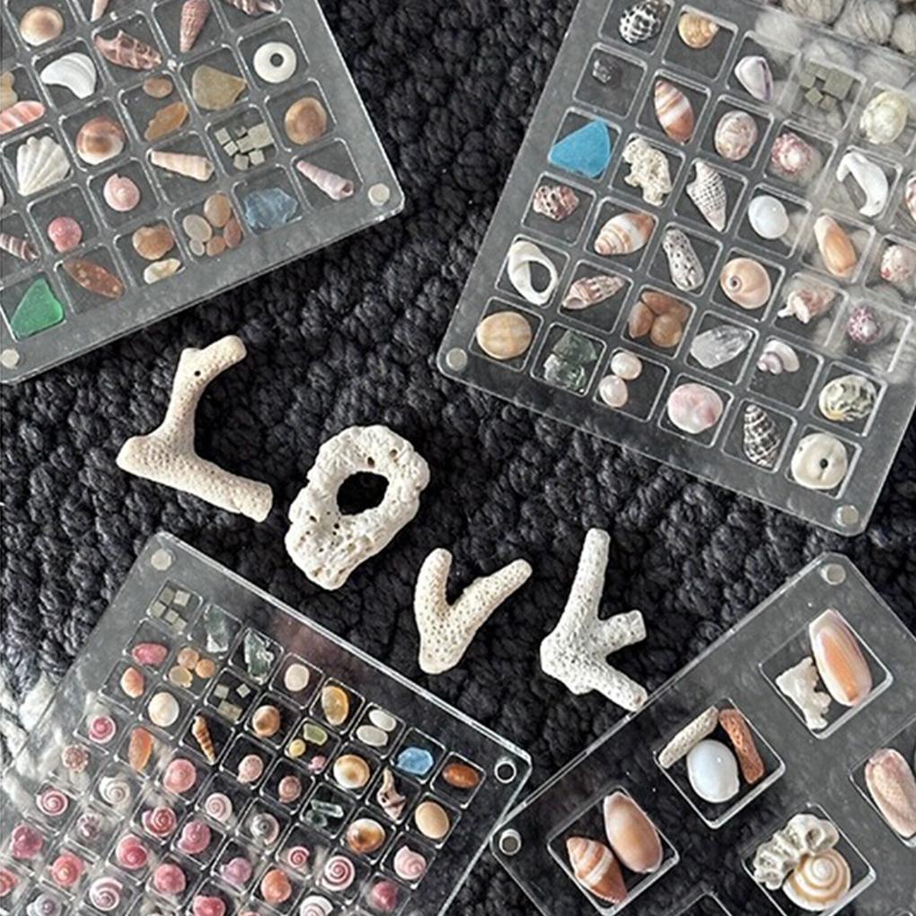 Белая витрина для ракушек, стиль 1, прозрачная акриловая коробка с 36 ячейками, органайзер для хранения ювелирных изделий и бусин