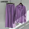 Ladies Two Piece Suit Retro Plus Size Cotton Linen Shirt Suit High Waist Loose Pants For Women