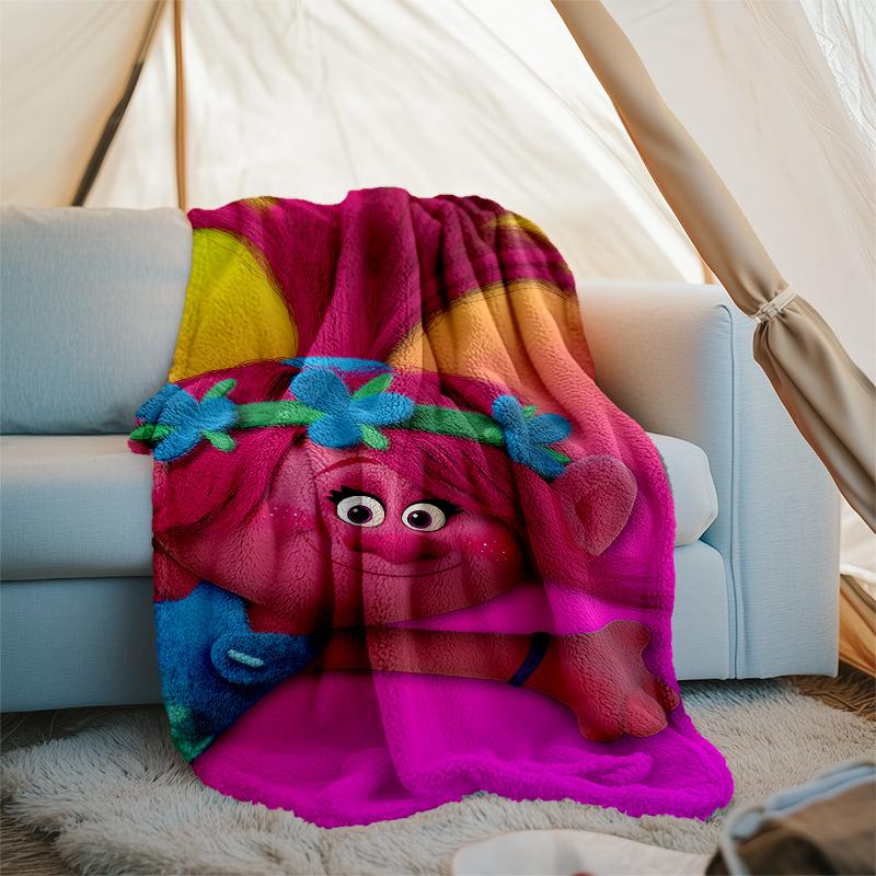 Trolls Theme Printed Blanket - Perfect for Couch, Bed, Travel & Outdoor Use | Machine Washable, Cozy & Durable.