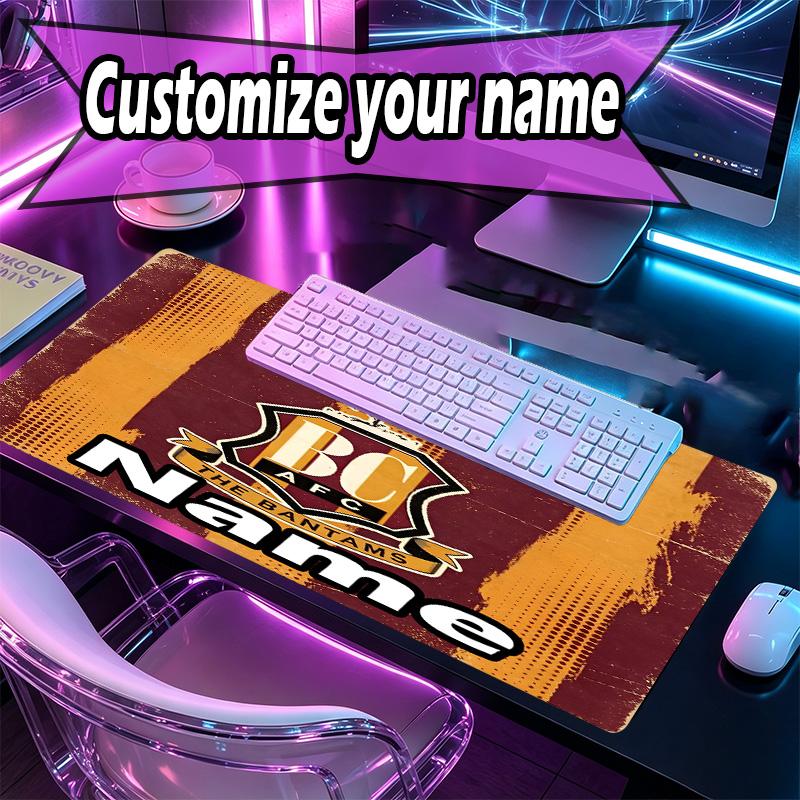 Custom Name Personalized Bradford City AFC Pattern Mousepad, Laptop PC Desk Mat, Decorative Desk Mat for Home Keyboard Pad Gift