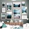 Nature Landscape Painting Lake Snow Mountain Canvas Poster Nordic Style Art Print Forest Wharf Quotes Wall Decoration Picture